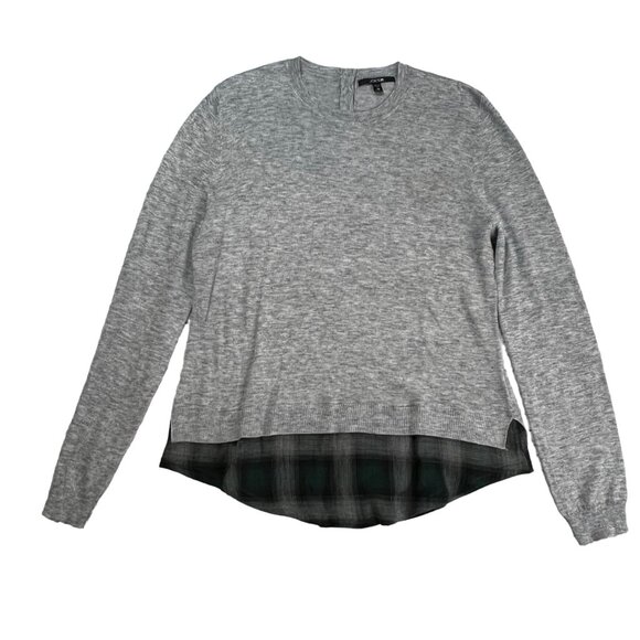 Joe's Jeans Sweater Womens Medium Azure Gray Heathered Layered Tartan Hem - Picture 8 of 16
